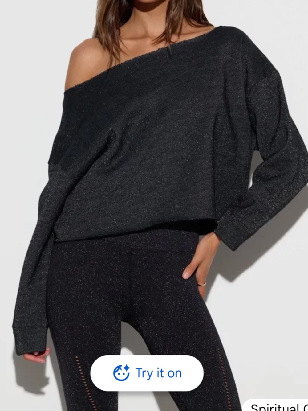Spiritual Gangster Celeste Shimmer Sparkle Crewneck Sweater